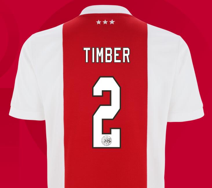 2021/22 Ajax Home Kit Soccer Jersey with Timber 2 printing